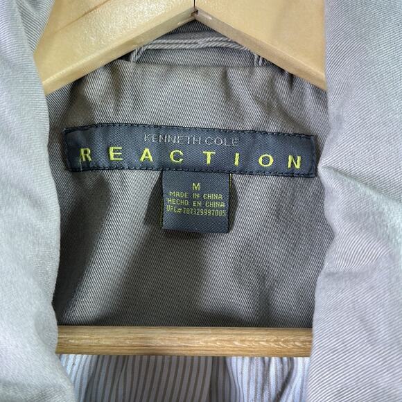 KENNETH COLE REACTION Tan Cotton Button Up Zip Up Trench Jacket Coat Size Medium - Picture 7 of 12